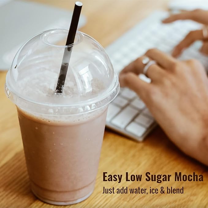 MOCAFE Low Sugar Mocha Powder Mix, Instant ice blended coffee frappe,Sweetened with Splenda, 3lb bulk bag