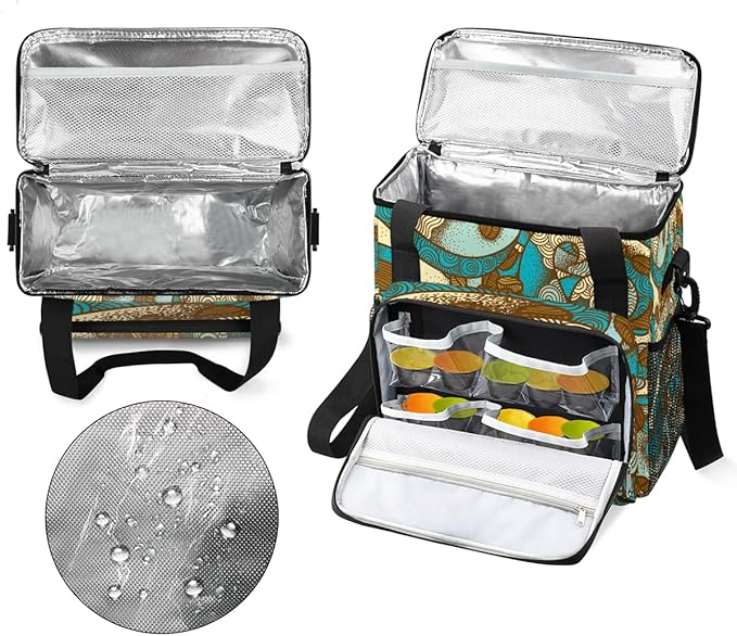 Vintage Boho Coffee Bean Maker Carring Bag Travel Carrying Storage Tote Compatible with Keurig K-Mini or Plus Portable Single Serve Brewer Case Pockets for K-cup Pods