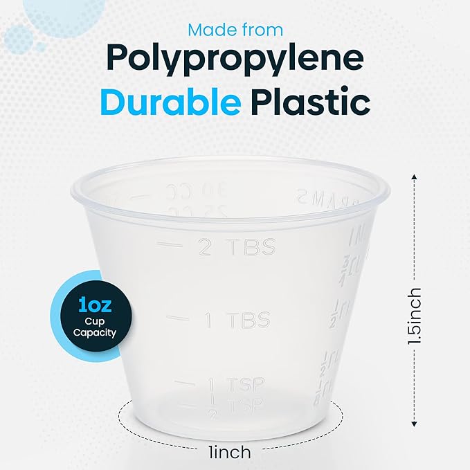 [1000 Count - 1 oz.] Perfect Stix Disposable Graduated Plastic Medicine Cups - For Mixed Pills, Medication Measuring, Resin Mixing, Mouthwash
