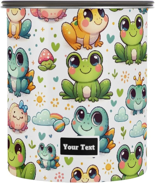 ALAZA Cute Cartoon Frog Airtight Coffee Bean Canister Customed 500ml Food Storage Containers with Lids For Gournd, Tea, Sugar, Flour, Rice, Cereal, Candy Cookie Jar