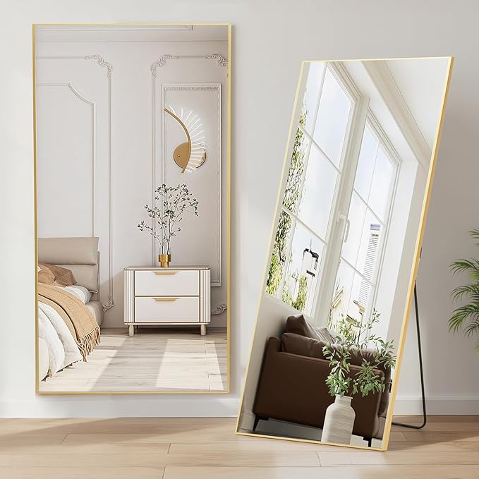 NEWBULIG Full Length Mirror, Upgraded Body Wall Mirrors with Shatter-Proof Glass, Floor Standing Mirror, Home Wall Decor