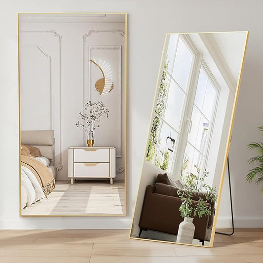 NEWBULIG Full Length Mirror, Upgraded Body Wall Mirrors with Shatter-Proof Glass, Floor Standing Mirror, Home Wall Decor