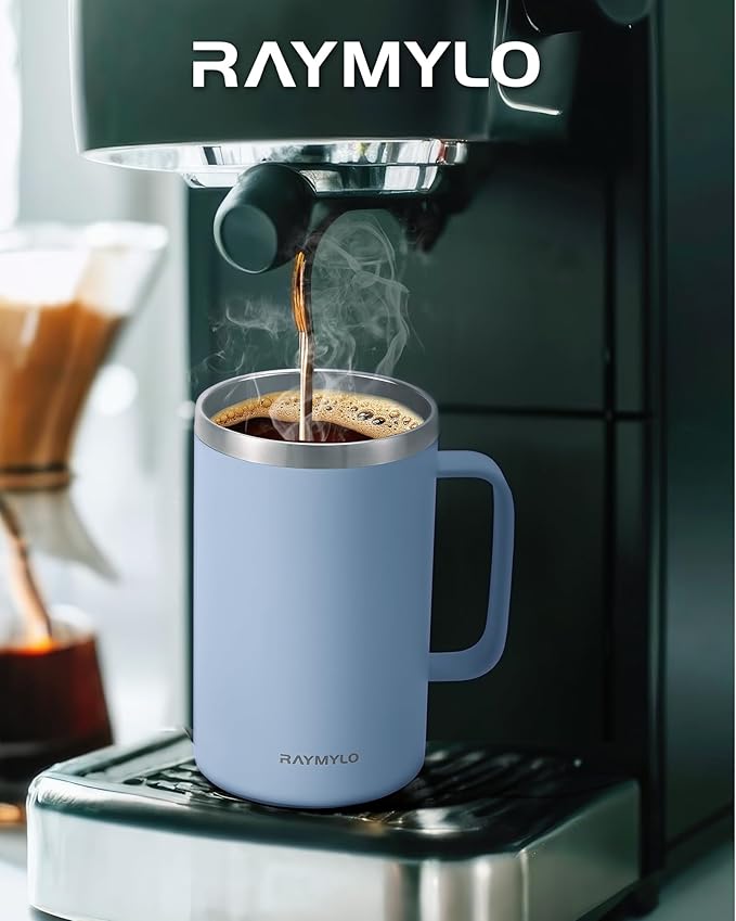 Insulated Coffee Mug 24 oz, Double Wall Stainless Steel Coffee Mug with Lids, Leak-Proof & Detachable Slider Lid for Thorough Clean, Keeps Coffee Cold for 9 Hrs, Suitable for Camp Home Office
