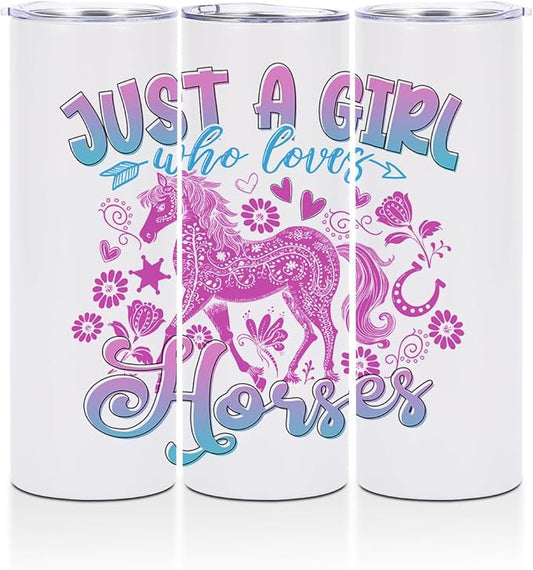 Horse Gifts, 20 Oz Straight Skinny Tumblers, Stainless Steel Tumbler, Double Wall Vacuum Travel Mug, Horse Stuff Animal Coffee Cup, Insulated Coffee Mug Thermal Cup for Home, Office, Outdoor