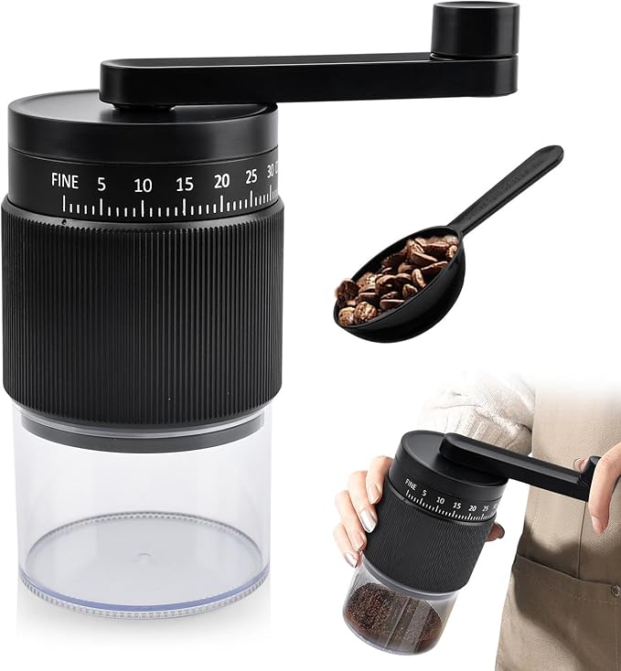 Manual Coffee Grinder With Ceramics Burr For Espresso, Hand Coffee Bean Mill with 30g Capacity & Crank for Travel Camping Office Home