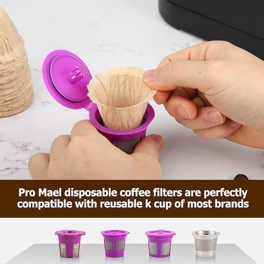 Pro Mael Disposable K Cup Filters - 720 Count, Coffee Filter Paper for Keurig Brewers Single Serve 1.0 and 2.0, Use with Reusable K Cup Pods, Natural Unbleached