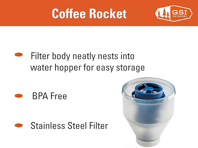 GSI Outdoors Coffee Rocket Pour-Over Coffee Maker I Collapsible, Nesting, Drip Coffee Set for Camping & Travel