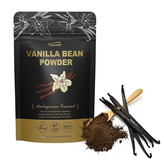 TALCUFON Madagascar Ground Vanilla Bean Powder 2.5 oz – 100% Pure, Gluten-Free, Non-GMO, No Fillers