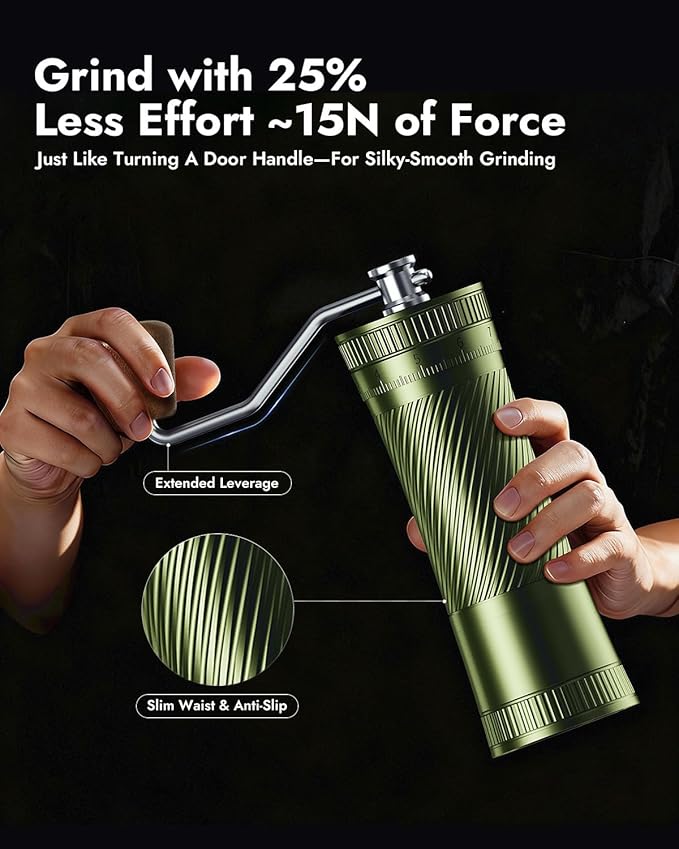 iKoffy AeroGrind Manual Hand Coffee Grinder with DLC 440 Burrs, 38g Capacity Portable Coffee Bean Mill for Moka pot, French Press, Espresso, Pour Over