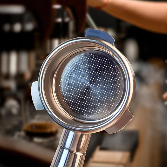 NKU 51mm Bottomless Portafilter 3 Ears with Puck Screen & Filter Basket, Natural Wood Handle, Fits CASABREWS CM5418 & 3700 Series Espresso Machines