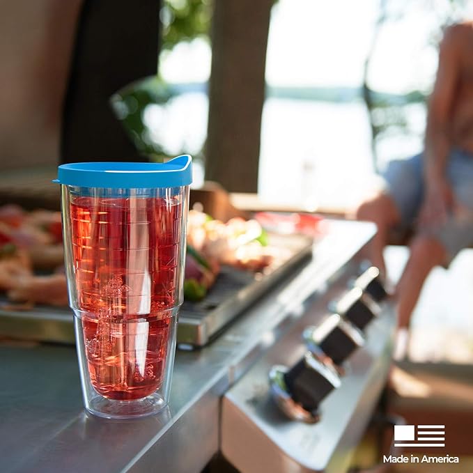 Tervis Clear & Colorful Tabletop Made in USA Double Walled Insulated Tumbler Travel Cup Keeps Drinks Cold & Hot, 24oz - 2pk, Clear