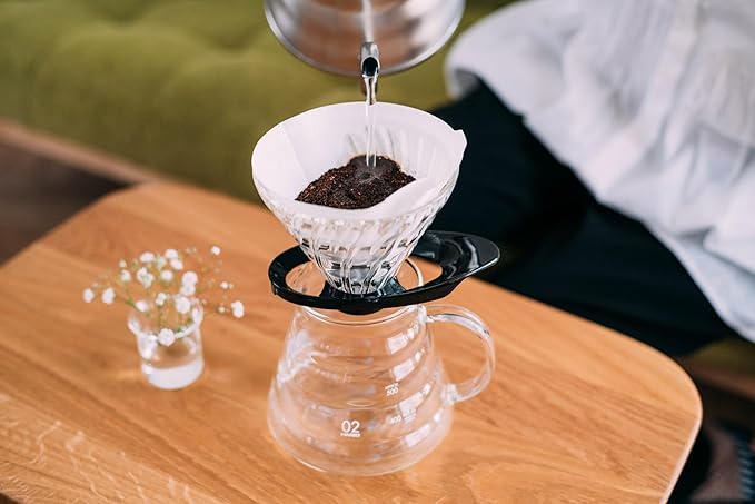 Hario V60 Glass Coffee Dripper, Size 02, Black