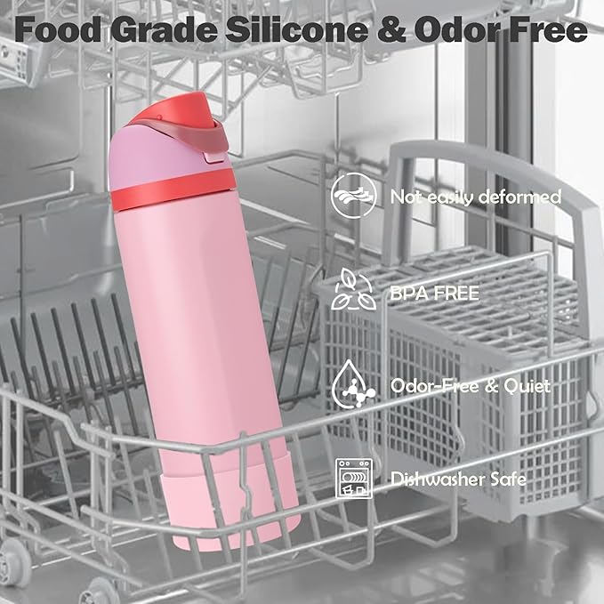 2PCS Silicone Boot for Owala 24oz FreeSip Water Bottle, Anti-Slip Scratch-Resistant Bottom Sleeve, Protective Sports Bottles Accessories, BPA-Free