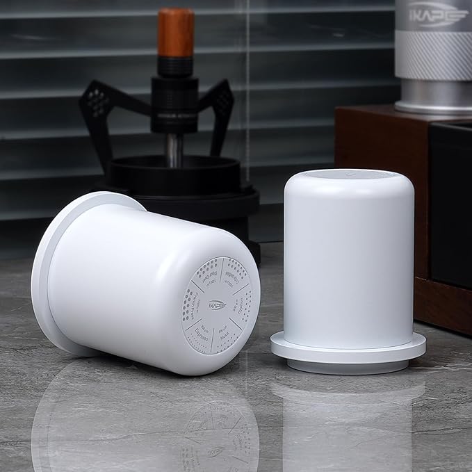 IKAPE 58MM Espresso Dosing Cup, Compatible with All the 58MM Portafilters, Espresso Coffee Accessory, Made of Aluminum (White)