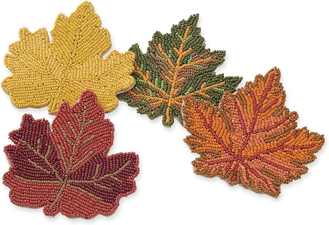 Folkulture Coasters Set of 4 | (4") Fall Coasters for Farmhouse Decor or Fall Table Decor | Boho Costers for Thanksgiving Decorations | Autumn Decor or Fall Stuff for Home | Bar Coaster Set
