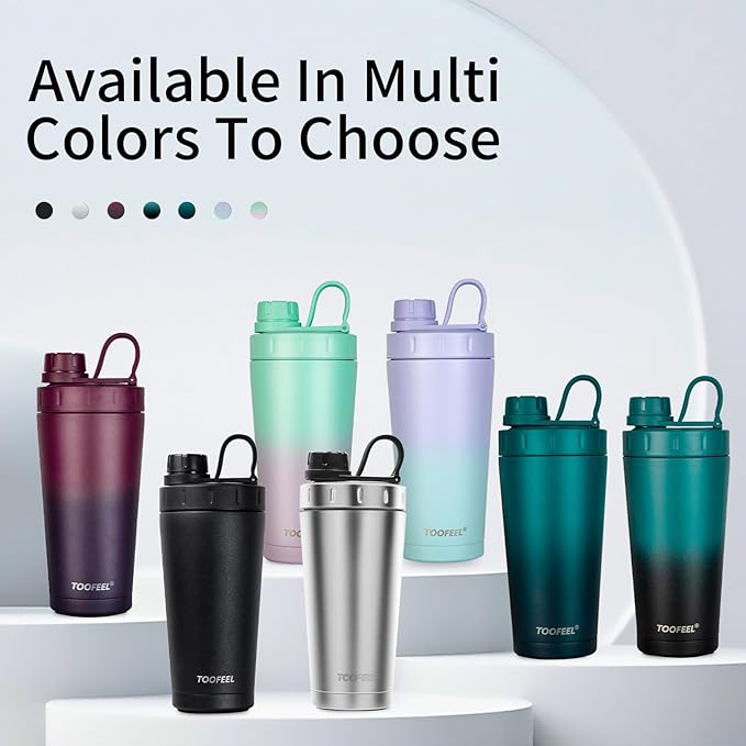 TOOFEEL Protein Shaker Bottle 20 oz - Double Walled Insulated Vacuum Shaker Cups for Protein Shakes, Keeps Cold/Hot, Metal Stainless Steel Water Bottle, Preworkout Gym Shaker Bottle