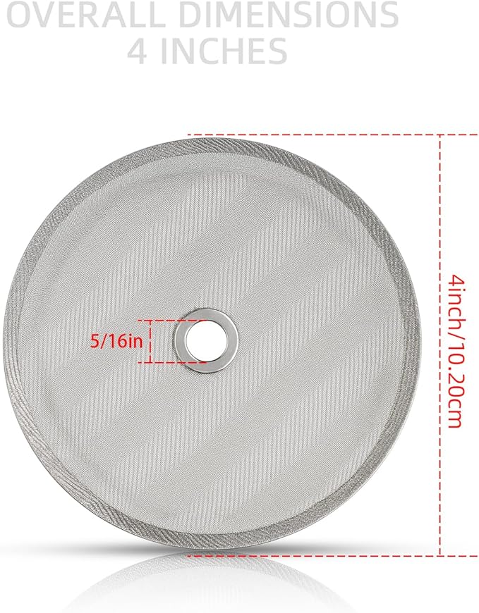 6 Pack French Press Replacement Filter Screens - 4 Inch Stainless Steel Mesh with Metal Center Ring for 34 Oz, 1000ml, 8 Cup French Press Coffee and Tea Makers
