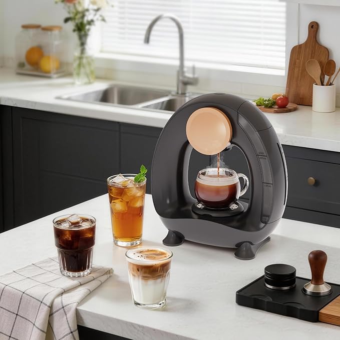 3 in 1 Single Serve Coffee Maker for K Cup Black, Ground Coffee and Tea Leaves, 1400W 20s Fast Heating Mini K Cup Coffee Brewer, One Button Operation, for Small Spaces for Bedroom
