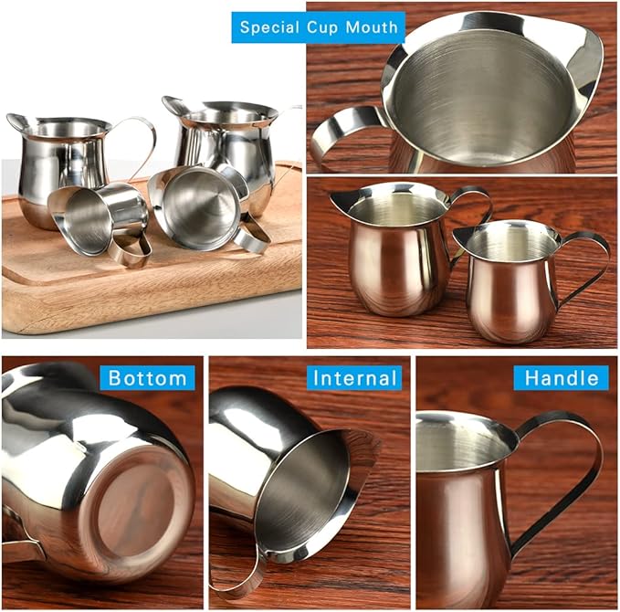 Rolin Roly 90ML Milk Frothing Pitcher Stainless Steel Small Bell-Shaped Creamer Coffee Jug for Barista Cappuccino Espresso Cups Latte Art Pitcher