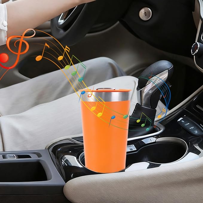 Tumbler with Lid and Bluetooth Speaker,Tumbler with Bluetooth Speaker,Leak-Proof Travel Mug,304 Stainless Steel Insulated Tumbler with Detachable Wireless Speaker