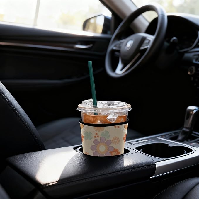 Neoprene Iced Coffee Sleeve 3 Pack, Reusable Insulated Cup Holder with Vintage Floral Pattern, Fits 16–32 oz Tumblers, Compatible with Starbucks & Dunkin