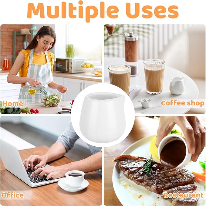 JMIATRY 12 PCS Small Creamer Pitcher 3 Oz Coffee Creamer Container Ceramic White Mini Syrup Pitcher 3 Oz Cream Jugs Small Milk Pitcher for Coffee Tea Milk Sauce（100 ML, 2 x 2.4 Inch）