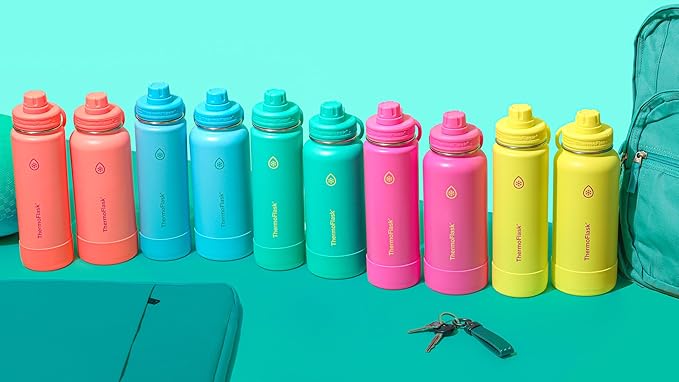 ThermoFlask 24 oz Double Wall Vacuum Insulated Stainless Steel Water Bottle with Spout Lid, Screamin' Green