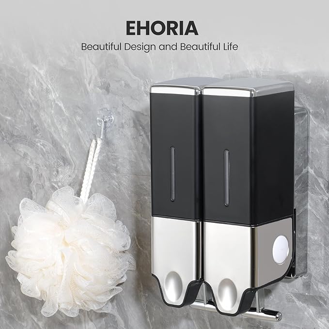 2-in-1 Quadrate Dispensers for The Shower,Shower soap Dispenser,Conditioner Dispenser, Shampoo Dispenser,No Drilled Wall Mounted Distributor,Hotel,Bathroom,Home