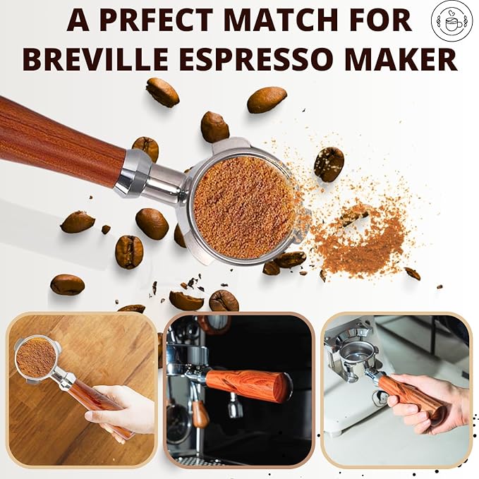Espresso Portafilter 54mm Bottomless Compatible with Breville Duo-temp, Infuser, Bambino, Barista Express, Barista Touch, and Barista Pro Espresso - Stainless Steel Filter Basket Included