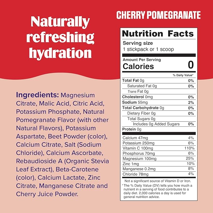 Ultima Replenisher Daily Electrolyte Powder Drink Mix – Sugar Free – Cherry Pomegranate, 30 Servings – Hydration Powder with 6 Electrolytes and Trace Minerals – Keto Friendly, Vegan, Non-GMO