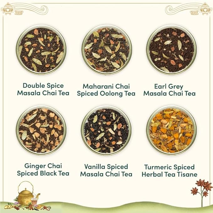 VAHDAM, Chai Tea Gift Set (12 varieties, 60+ servings) Chai Loose Leaf Tea in Tin Caddy Gift Box | Exotic Chai Tea Blends | Gluten Free, Non GMO | Valentines Day Gifts for Him & Her
