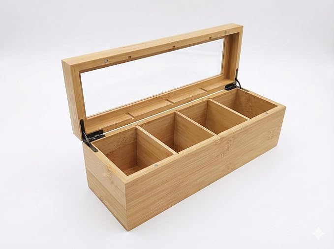 Acacia Wooden Tea Bag Organizers, Tea packet Storage Boxes, Tea Caddy for Tea Bags Chest, Teabag Holder Containers, Teabox Station Display, Organizador De Tes Caja Para Te, 8 Compartments
