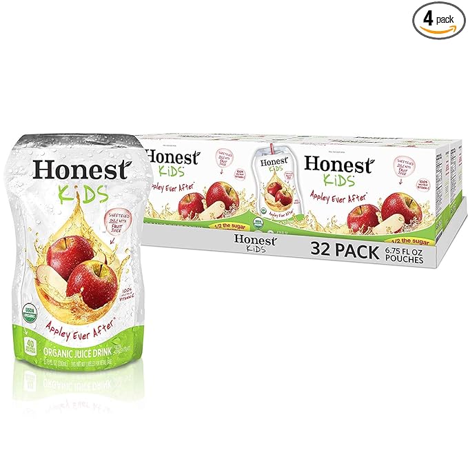 Honest Kids Appley Ever After, Apple Organic Fruit Juice Drink, 6.75 Fl Oz (32 Pack)