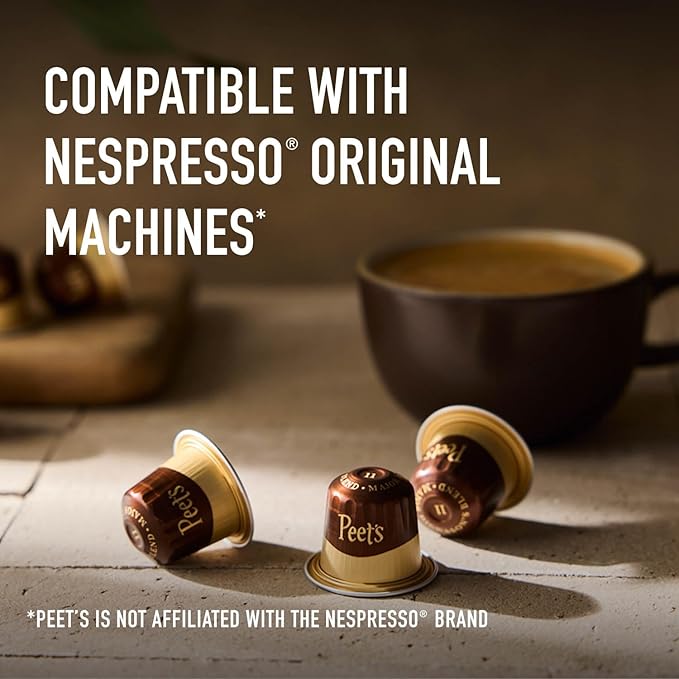 Peet's Coffee, Medium Roast Espresso Capsules, Compatible with Nespresso Original Machine, 100% Arabica Coffee - Ricchezza Intensity 8, 50 Count (5 Boxes of 10 Espresso Capsules)