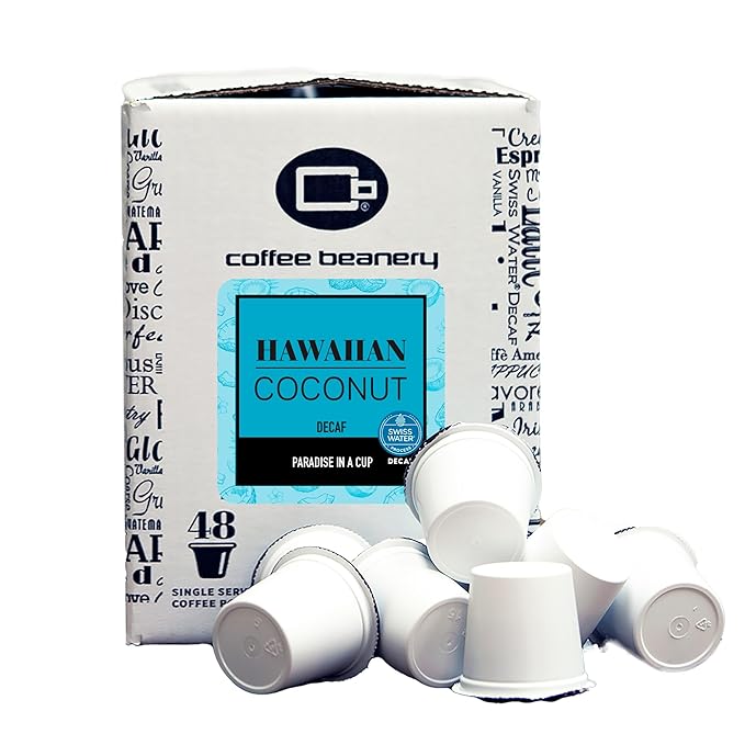 Hawaiian Coconut Decaf Coffee Pods by Coffee Beanery | 192ct Bulk Medium Roast Arbica Coffee