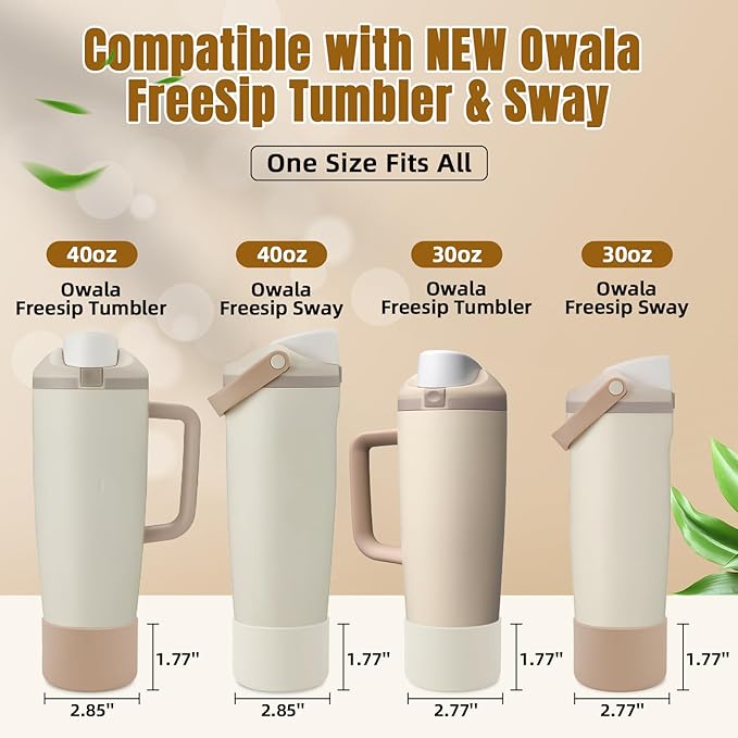 2PCS Silicone Boot Compatible with Owala 30oz & 40oz FreeSip Sway Bottles & Tumblers, Protective Anti-Slip Bottom Cover Sleeve for Freesip Sway Tumbler