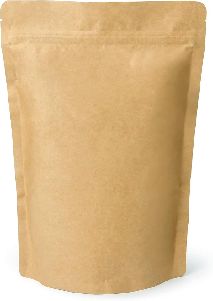 500g 16oz 1lb Kraft Paper Stand up Zipper Pouches Coffee Bags Coffee Pouches with Valve (Pack of 50)
