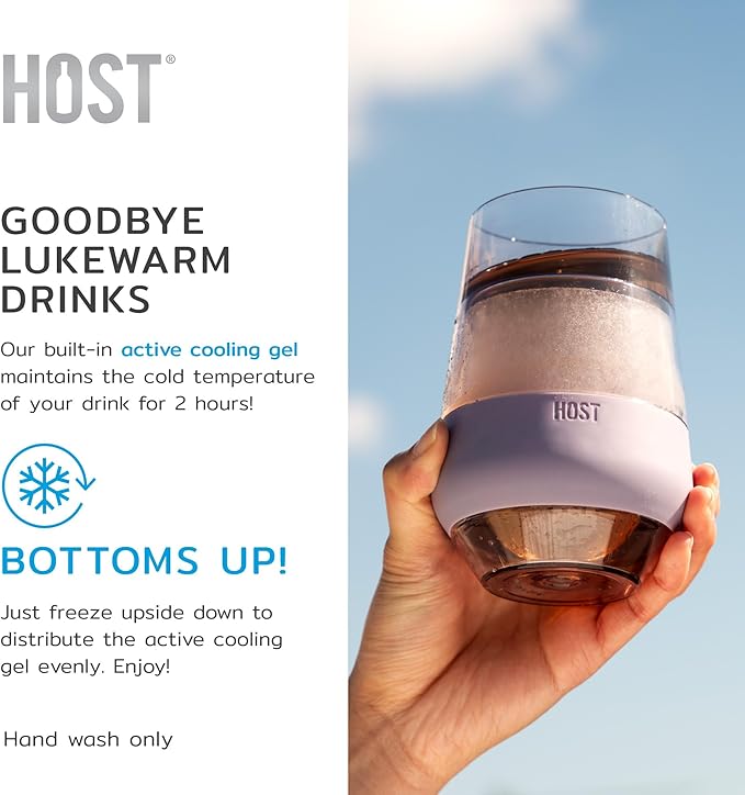 Host Freeze XL Cooling Cup in Double Walled Insulated Freezable Drink Chilling Tumbler with Freezing Gel, 12oz Deep Lilac Purple Set of 2