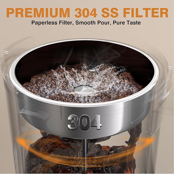 Hijolla Commercial Coffee Urn，110 Cups/16.5L Black Stainless Steel Large Coffee Dispenser，Double Wall Electric Coffee Urn，Electric Coffee Maker Urn，Commercial Percolate Coffee Maker Hot Water Urn