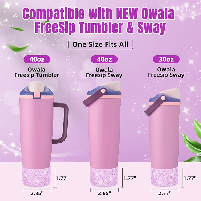 2PCS Silicone Boot Compatible with Owala 30oz & 40oz FreeSip Sway Bottles & Tumblers, Protective Anti-Slip Bottom Cover Sleeve for Freesip Sway Tumbler