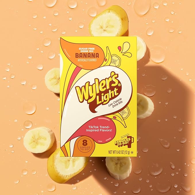 Wyler's Light Variety Pack of 5 - One Box of Each Flavor - Cotton Candy, Peach Ring, Banana, Vanilla, and Kiwi Lime - Powdered Drink Mix