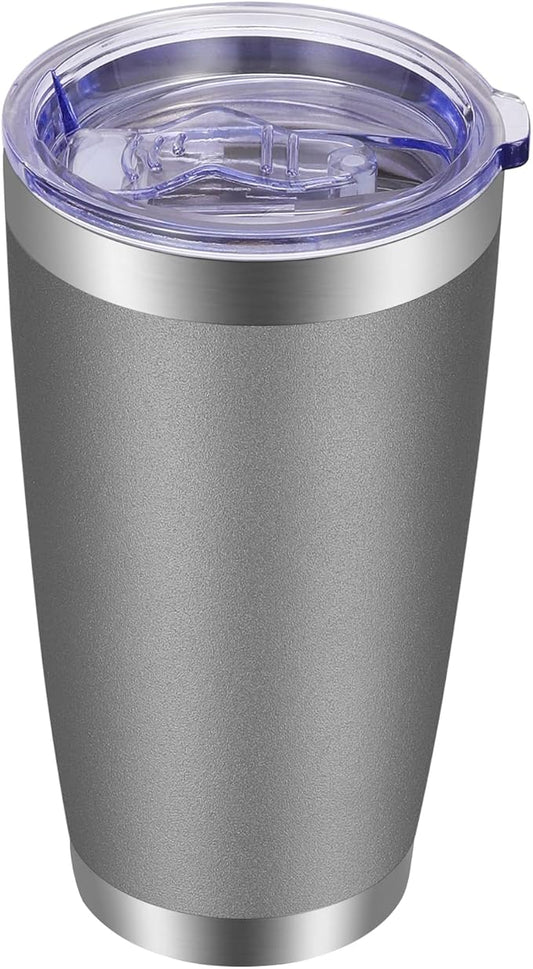 VEGOND 20oz Tumbler with Lid and Straw Stainless Steel Tumbler Cup Vacuum Insulated Double Wall Travel Coffee Mug Powder Coated Coffee Cup(Grey 1 Pack)