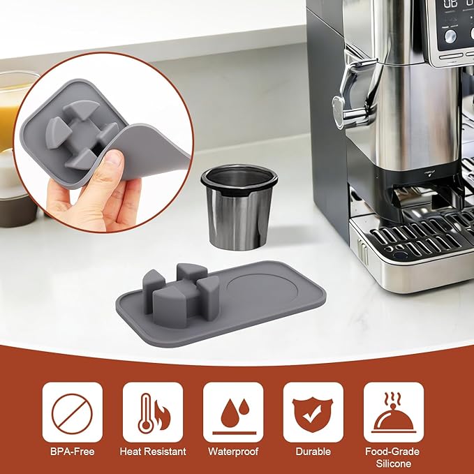 Tamping Mat for Ninja Luxe Cafe Espresso Machine ES601/ES701 – Food-Grade Silicone Base Tamper Holder – Non-Slip Tray Accessories for Ninja Luxe Cafe - Grey