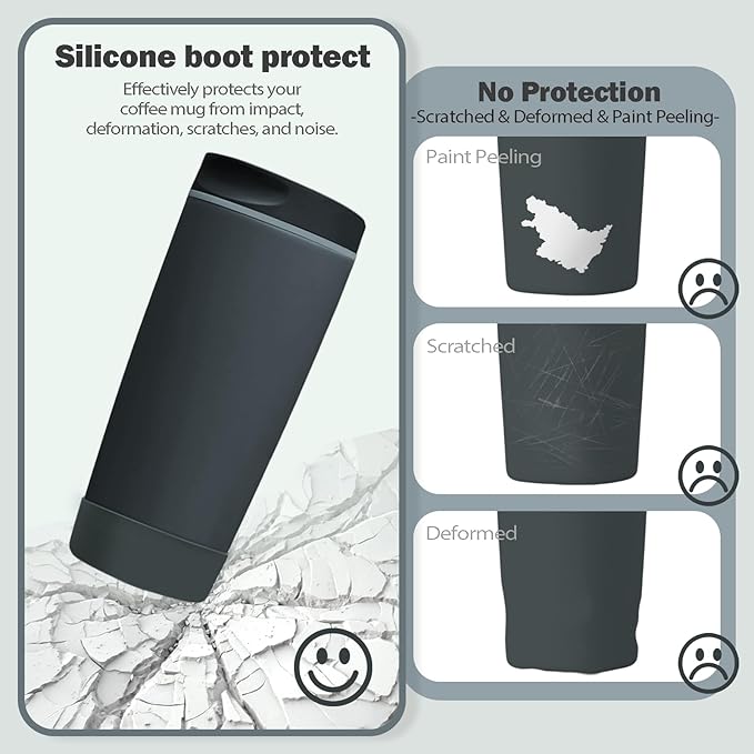 2pcs Silicone Boot for Owala SmoothSip Slider Coffee Tumbler 20oz 12oz, Anti-Slip Sleeve for Travel Coffee Mug, Protective Accessories for Owala BPA Free (Off the Grid)