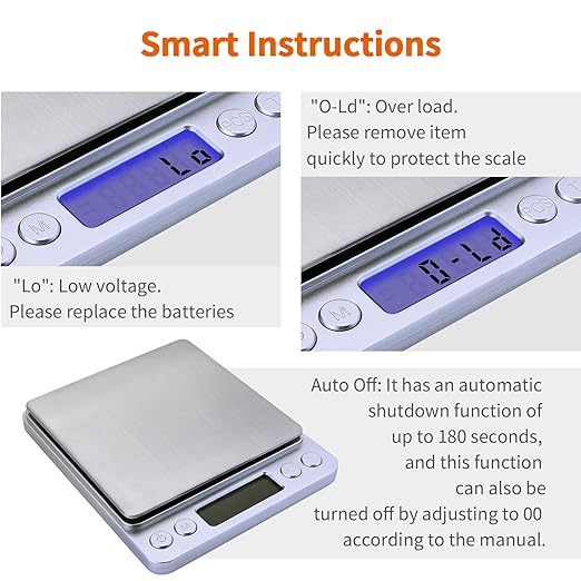 Barlunbee Gram Scale,Capacity 500g Accuracy 0.01g Mini Food Scales Digital Weight Grams and Oz,Small Kitchen High Precision for Espresso,Baking,Jewelry,Soap Making,Silver