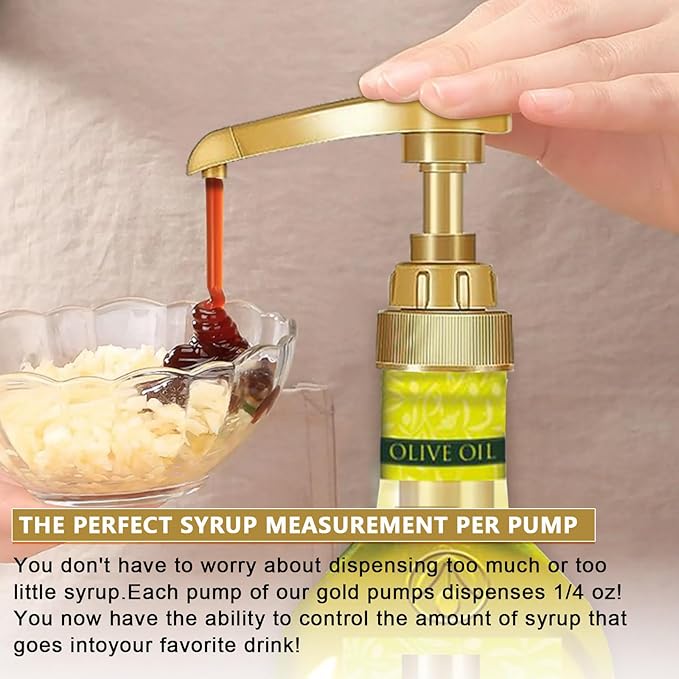 ZTTXL 10 Packs Coffee Syrup Pump Dispenser,Fits 25.4 Oz/750ml Coffee Flavoring Syrup Bottles,No Dripping, Fits Home & Coffee Bar Drinking Mixes,Free 4 Golden Spoons