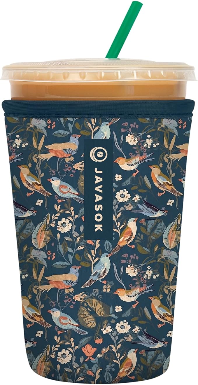 Sok It JavaSok Iced Coffee & Cold Soda Insulated Neoprene Cup Sleeve (Early Birds, Medium: 22-28oz)