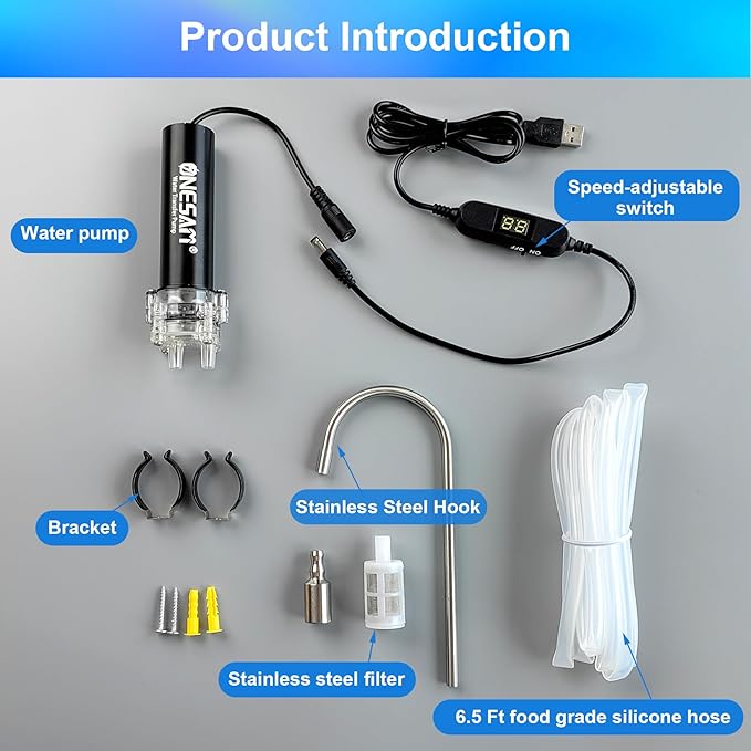 Food Grade Electric Water Transfer Pump Siphon Self-Priming Small Water Pump USB DC 5V 2L/Min Adjustable Flow for Home Brew Wine, Beer, Kombucha, Ice Maker, Bottled Water, Coffee, Cooking, Aquariums