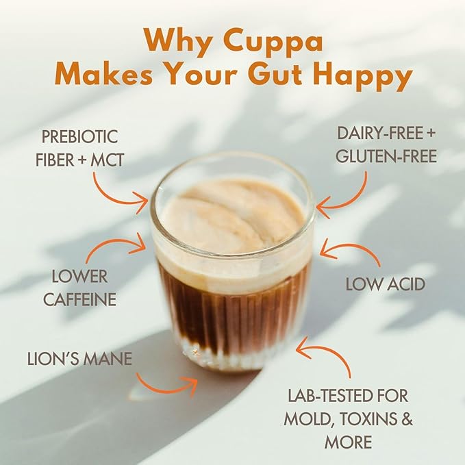 Cuppa Pumpkin Spice Mushroom Coffee with Adaptogens & Superfoods - Lion’s Mane, Ashwagandha & Cordyceps. Adaptogens + MCT to support natural energy, mental focus & gut health (30 Servings)