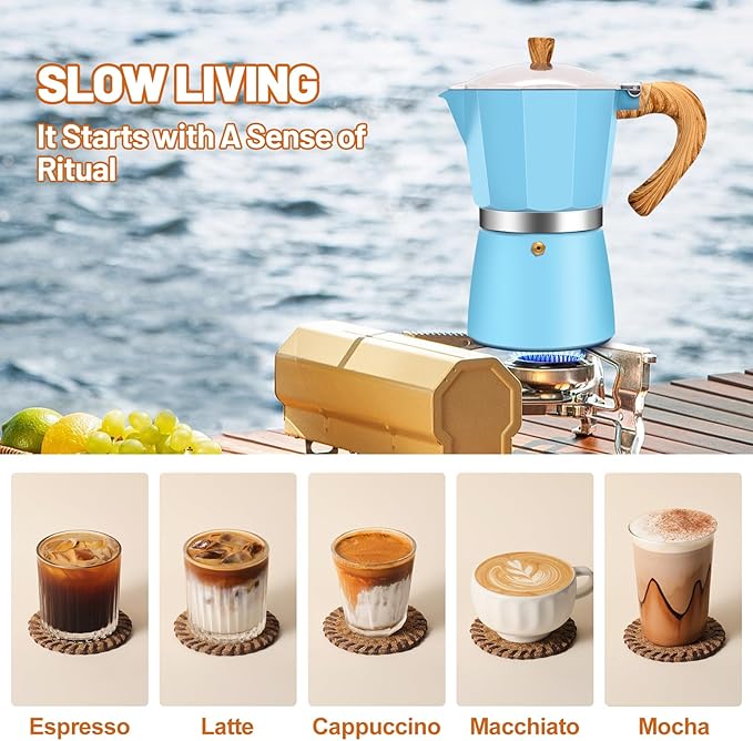 DITOSH 3 Cup Aluminum Espresso Stovetop Moka Pot Express Coffee Maker Percolator Italian Classic Mocha Coffee Machine for Italian and Cuban Cafe Brewing for Home & Camping 150ml 5oz